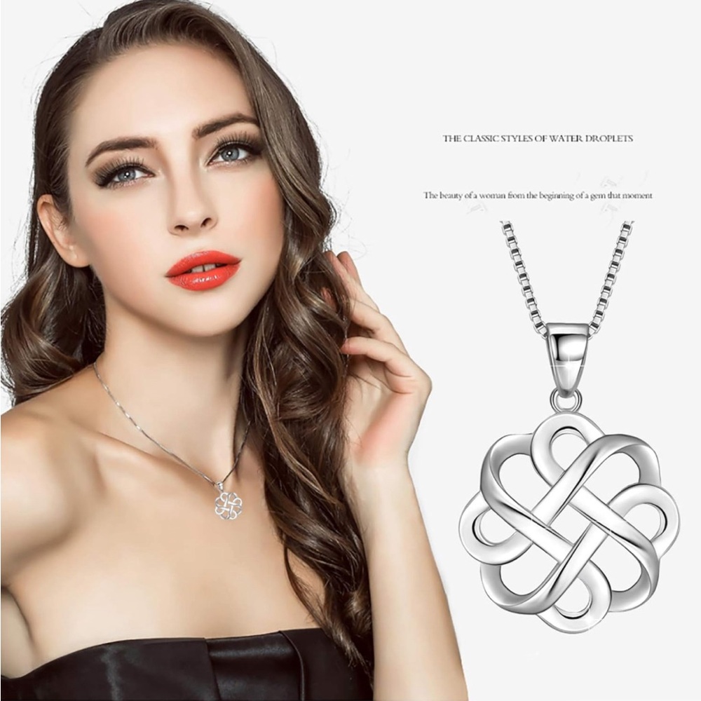 #88 | 925 Sterling Silver Good Luck Polished Celtic Knot Cross Pendant Necklace - Picture 2 of 5